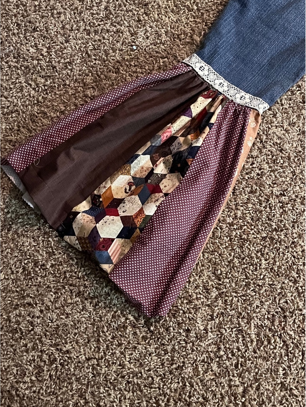 women’s flares floral bellbottom patchwork jeans - Picture 6 of 7